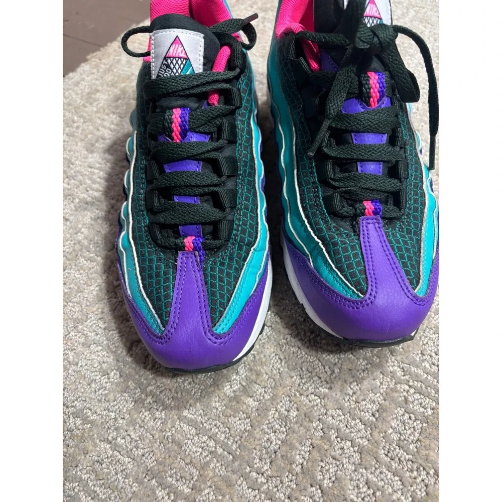 Nike Air Max 95 Youth Shoes Purple Teal Pink Black‎ Athletic Sneakers Size 6Y